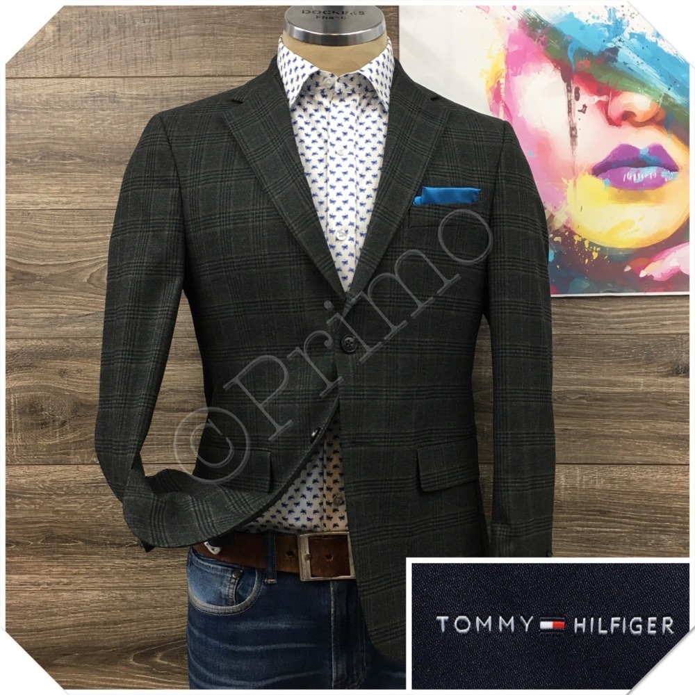 TOMMY HILFIGER Mens Blazer Sport Coat Casual Jacket Size 38S Two Button Suit